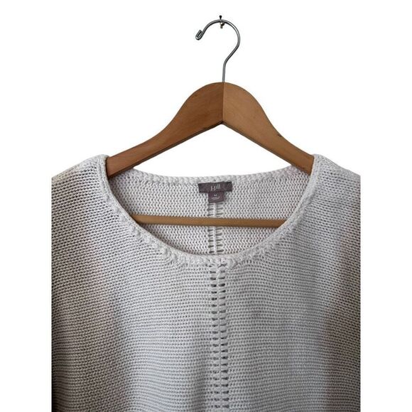 J. Jill Ombre Open Knit Tan White Short Sleeve Sweater Blouse Size M - Picture 7 of 11